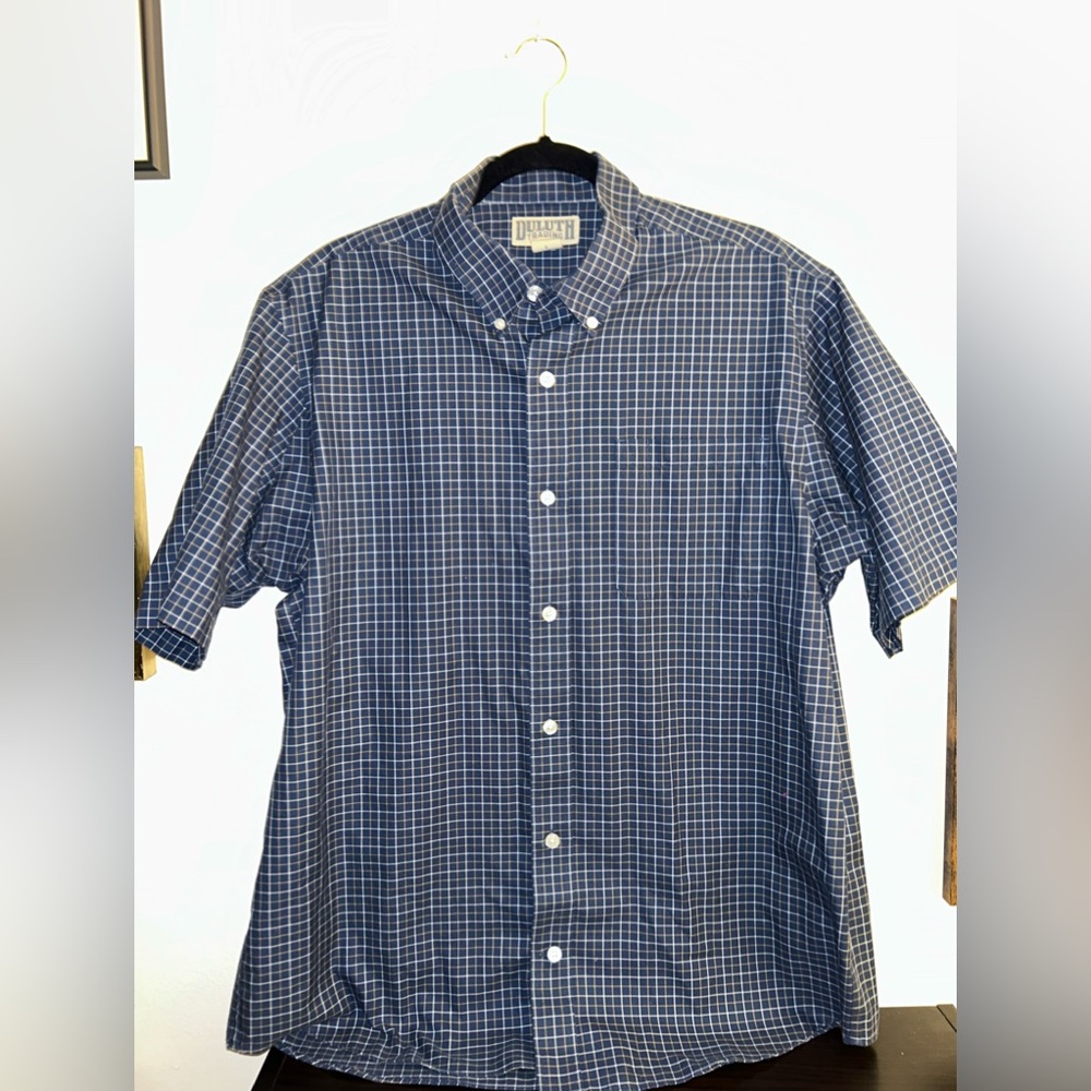Duluth Trading Co Men's Blue Checkered Shirt